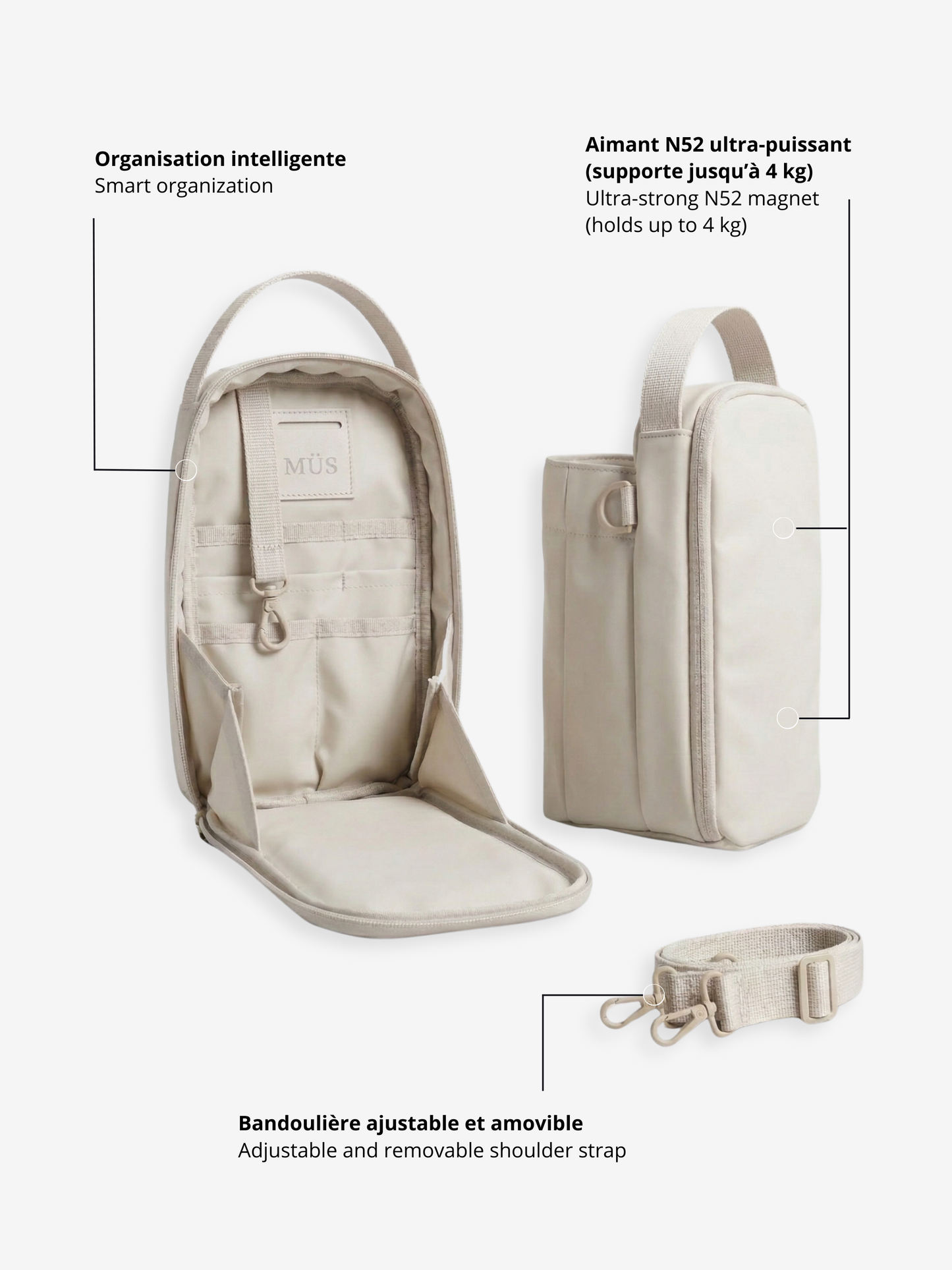 Sac Magnétique Ultra-Puissant MÜS - Beige