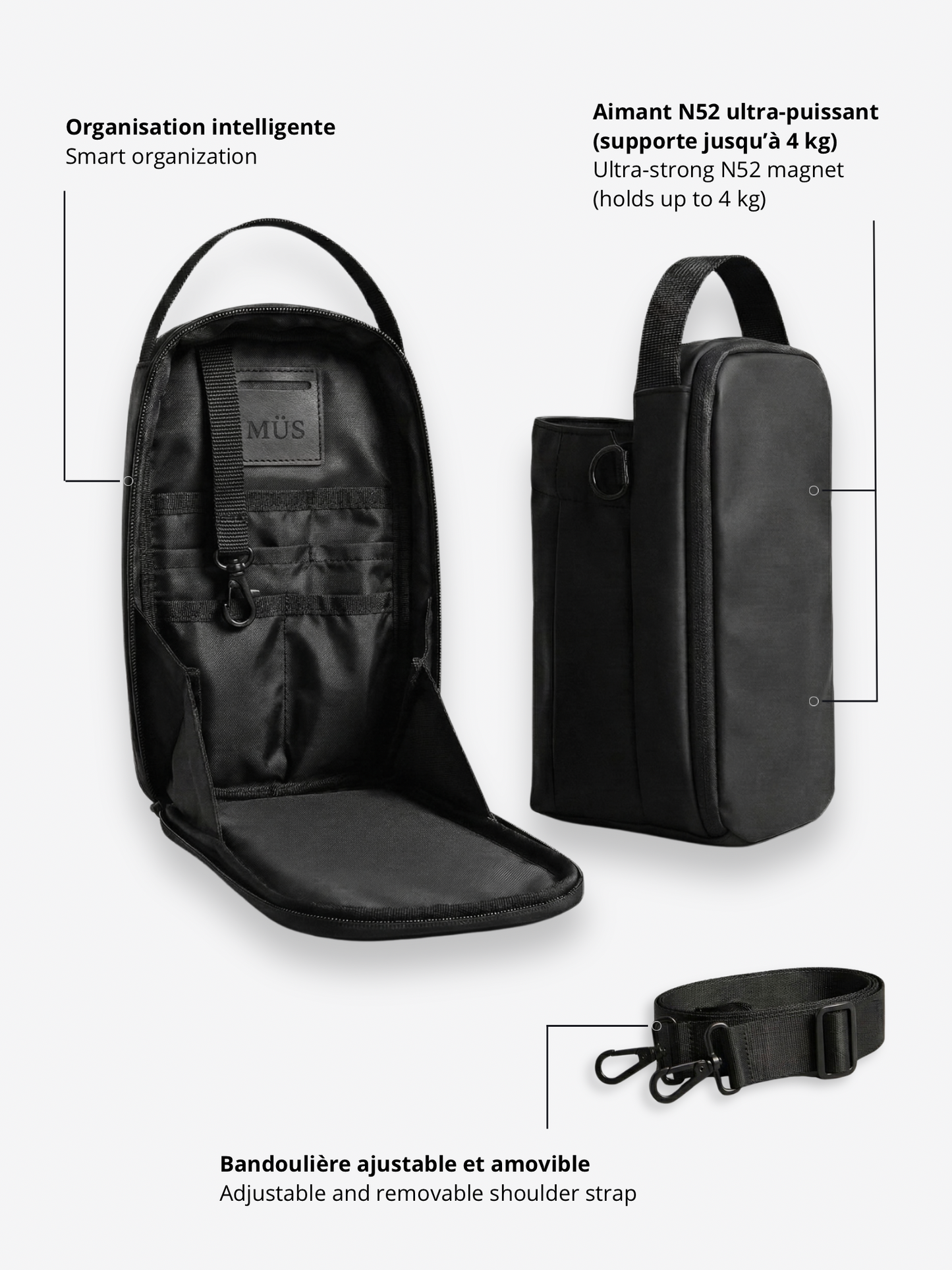 Sac Magnétique Ultra-Puissant MÜS - Noir